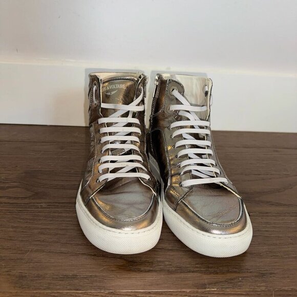Zadig & Voltaire | High Flash Metallic High Top Sneakers - Picture 4 of 8